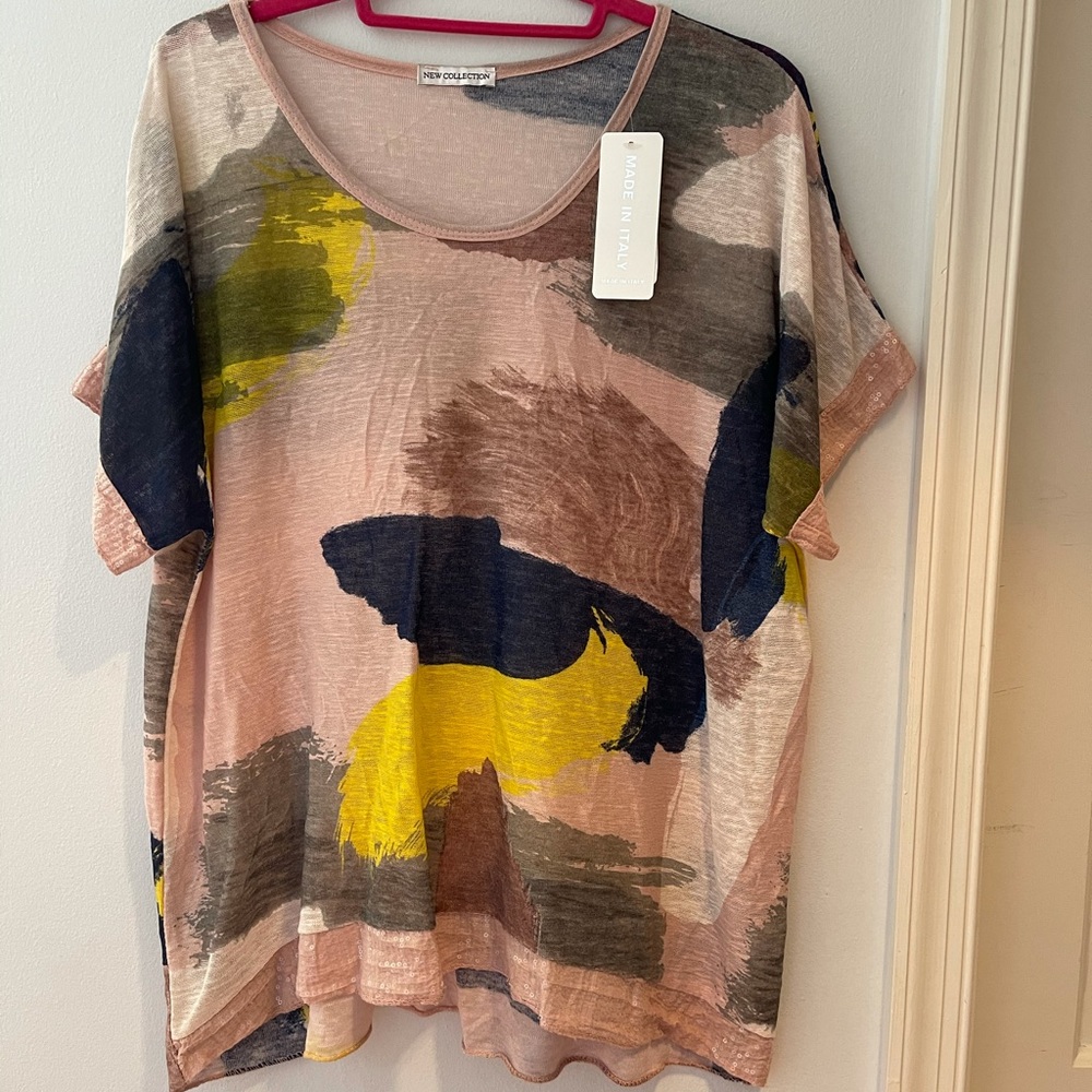 BNWT Made in Italy Sequined Camo Top